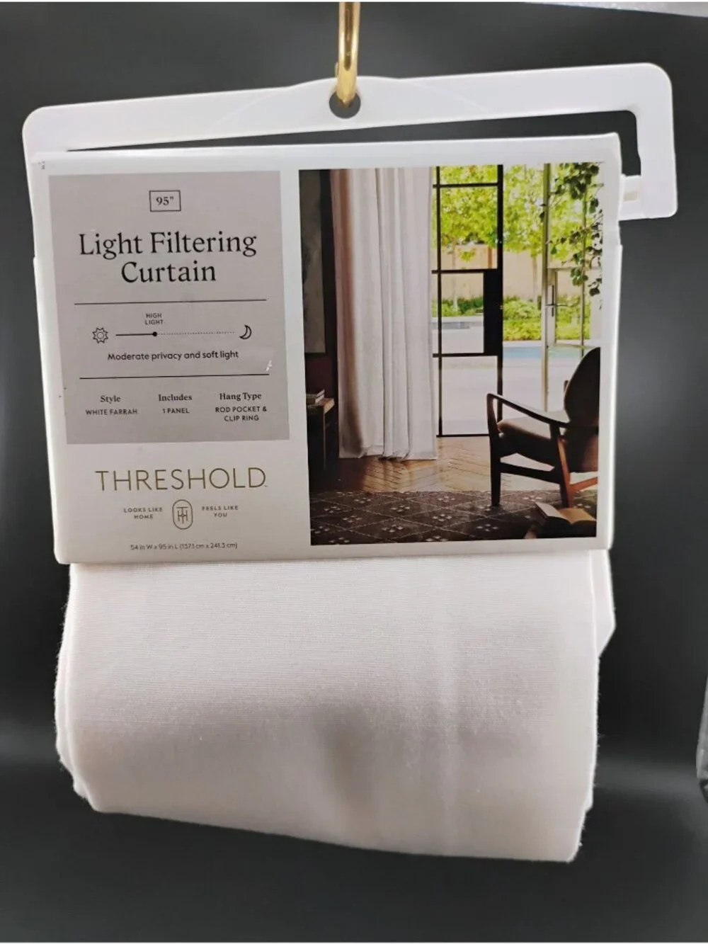 Threshold Light Filtering Curtain 54x95 Inches White Farrah Style